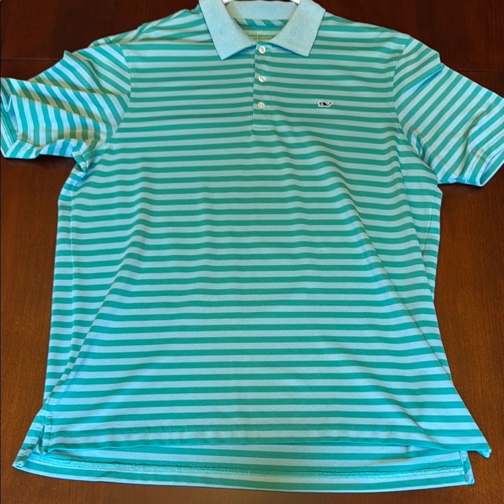 Vineyard Vines Green Striped Polo Shirt Classic Style